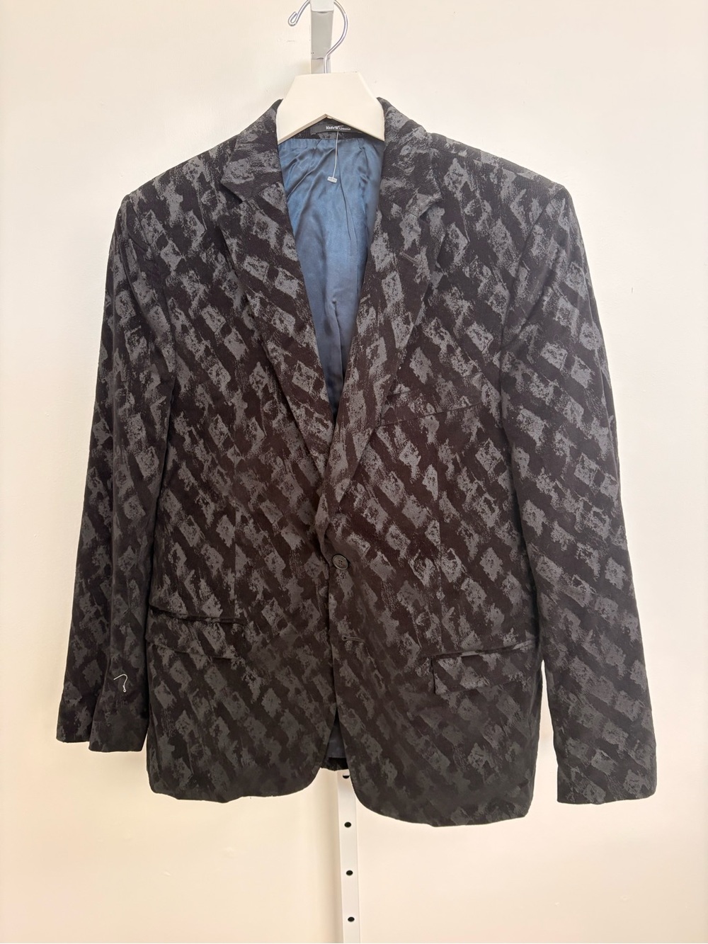Versace Black & Gray Abstract Pattern Sport Coat